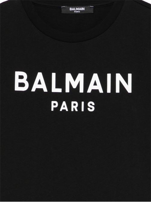 T-shirt unisex Balmain Kids nera e bianca con logo BALMAIN Kids | BY8R11Z3672930BC